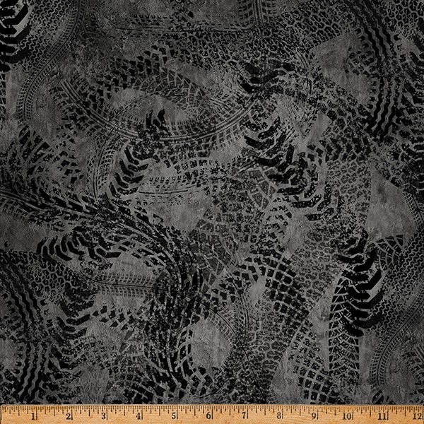 Hammer Down By Hoffman Fabrics – Black Tire Tracks #X5642-4