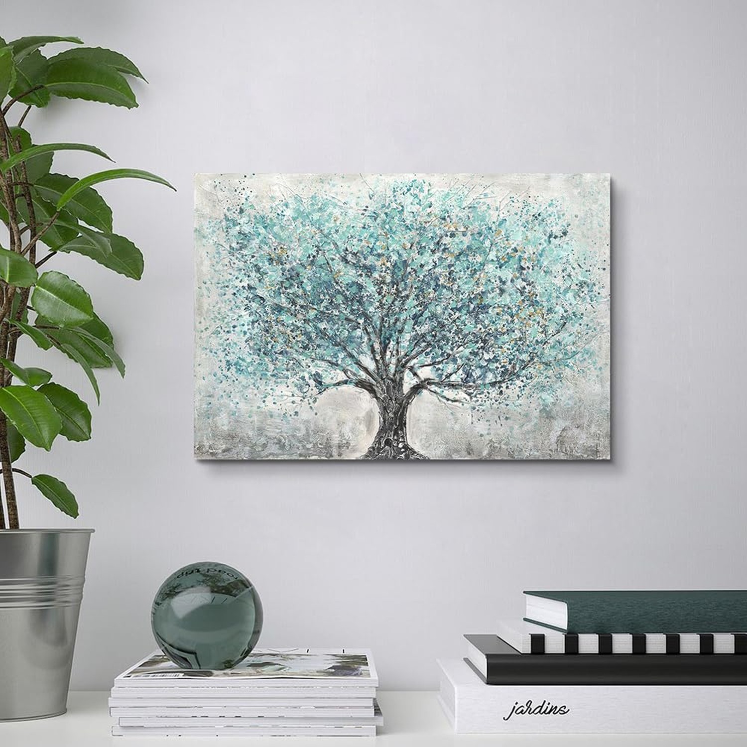 Abstract Tree Canvas Wall Art: Tree Landscape Picture Blue Painting Nature Ar…