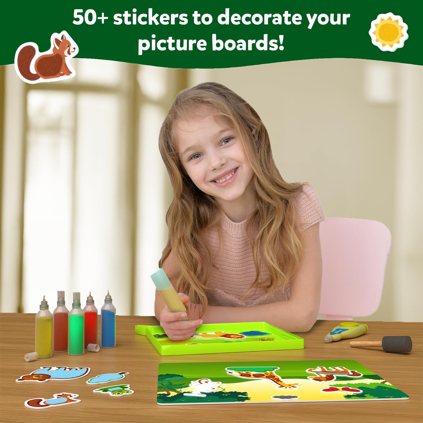 Sand Art Activity – Mess-Controlled DIY Animal Craft Kit with 50+ Colorful St…