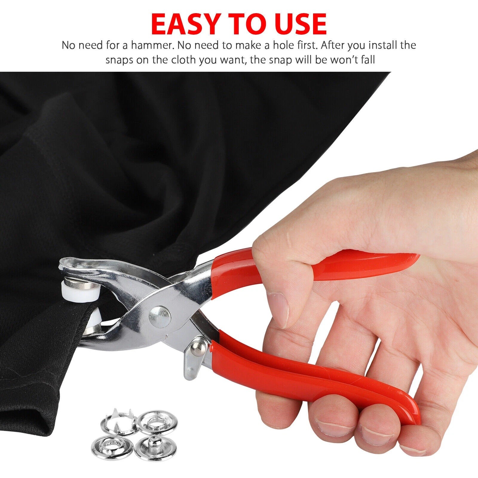 100 Pcs Snap Fastener Kit 9.5mm Press Studs with Pliers for Fabric Craft Clothes