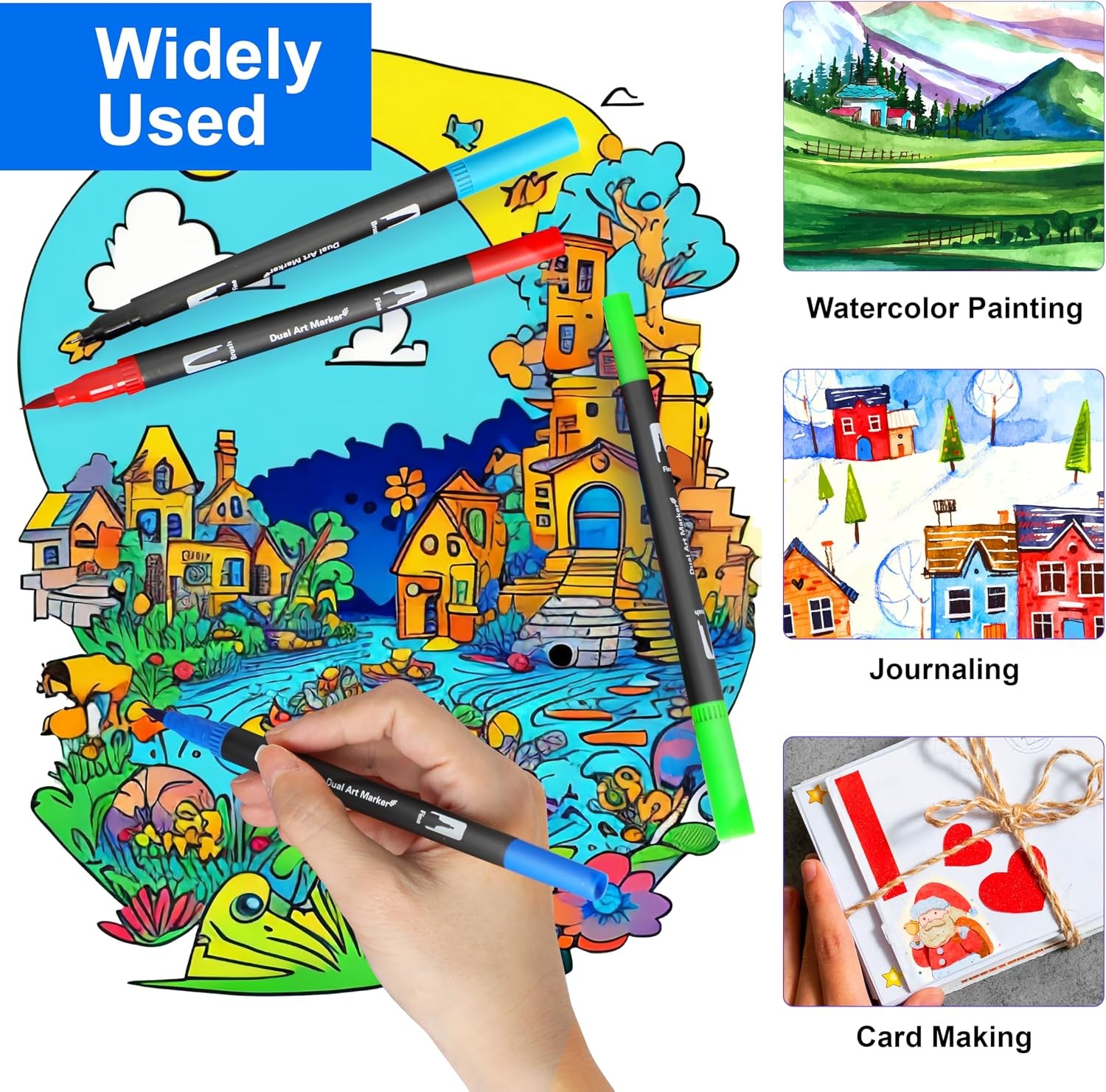Dual Brush Art Markers for Sketching Doodling Lettering & Coloring