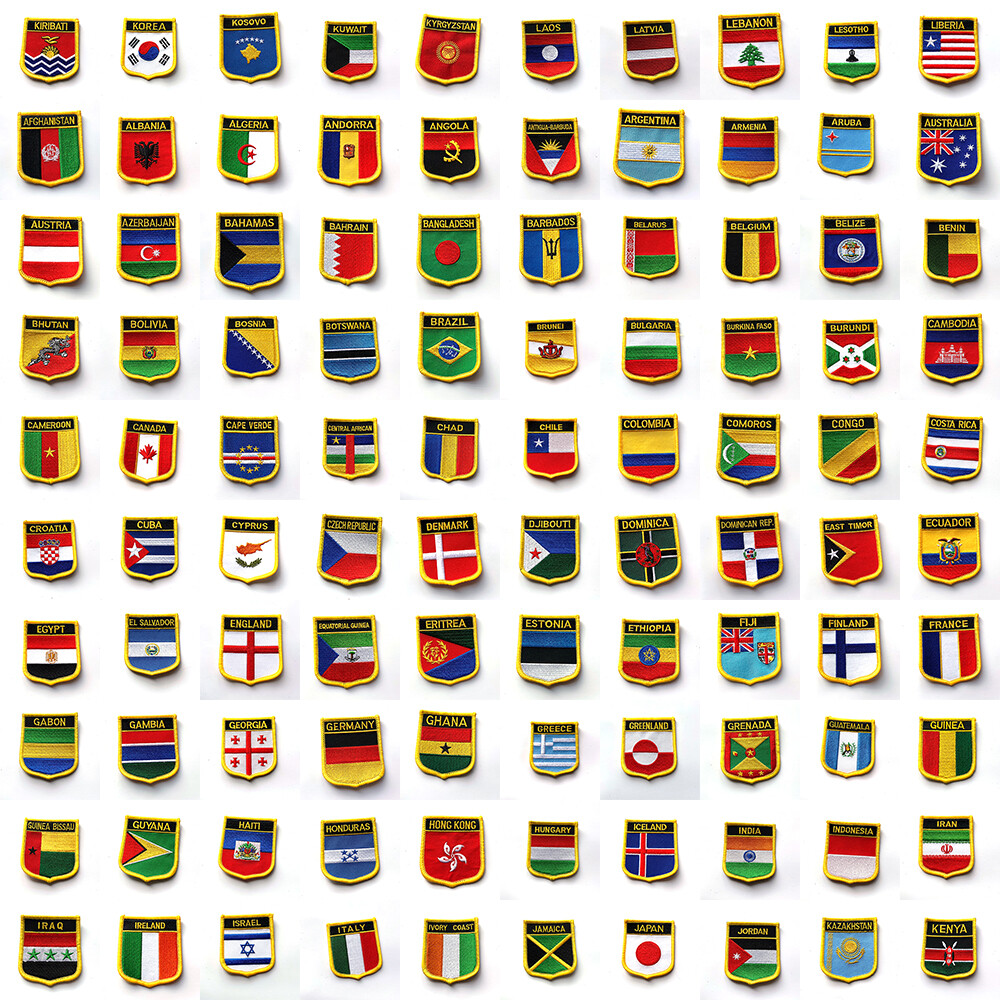 200+ Country Flags patch Iron On Sew On EMBROIDERED PATCH Arm Badge Palestine