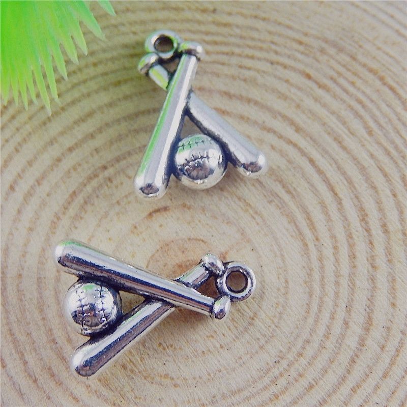 MIXED SET of 6 New BASEBALL Charms Tibetan Silver Alloy ONE EACH Free Shipping!