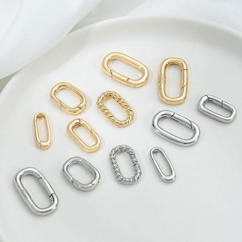 1PC Rhodium Plated Carabiner Lock Clasps Finding Connector 12X18mm GJY18-Silver