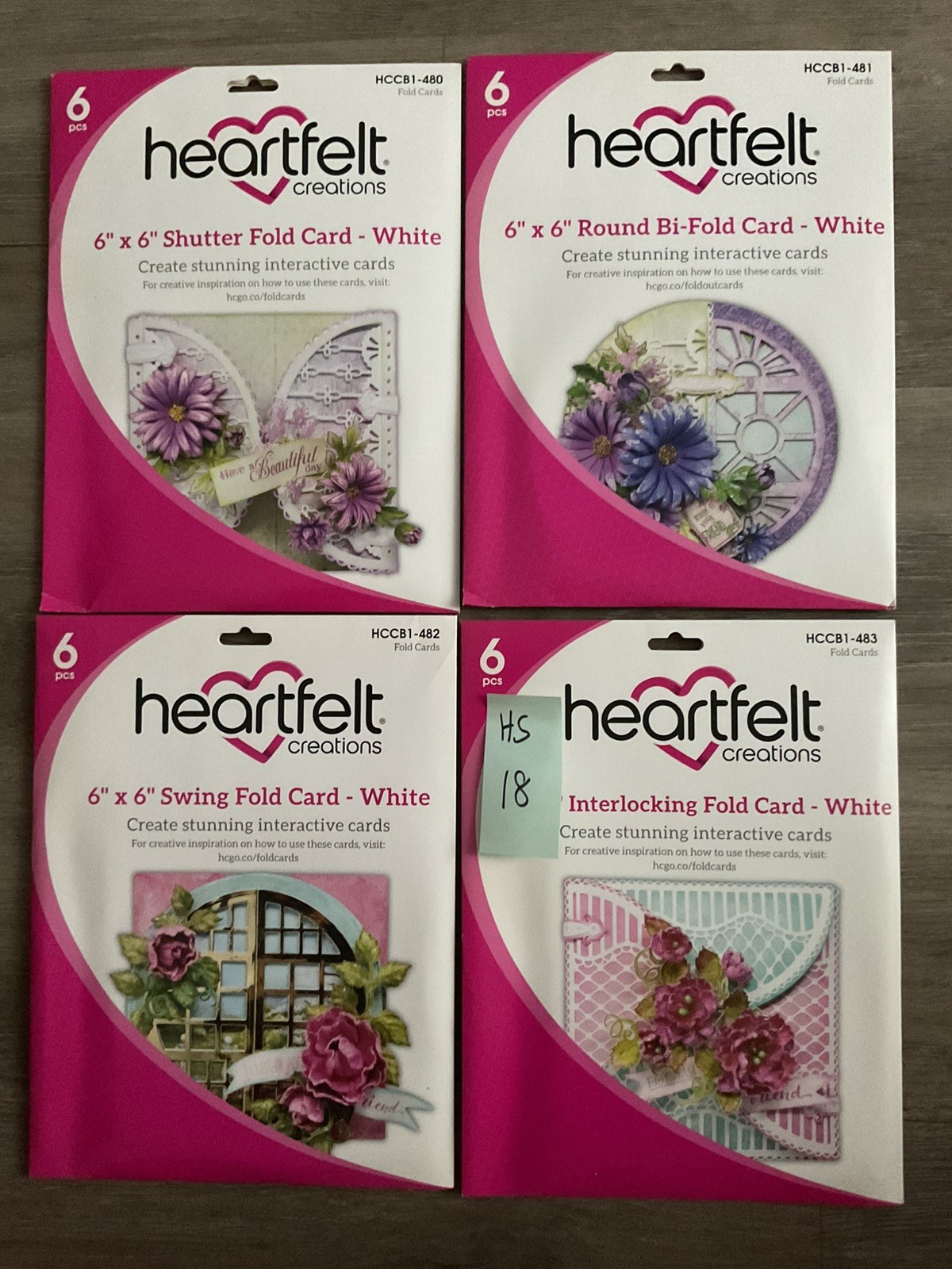 NEW Lot Of 4 Heartfelt Creations 6×6 Fold Card ~ Shutter,Round,Swing, More