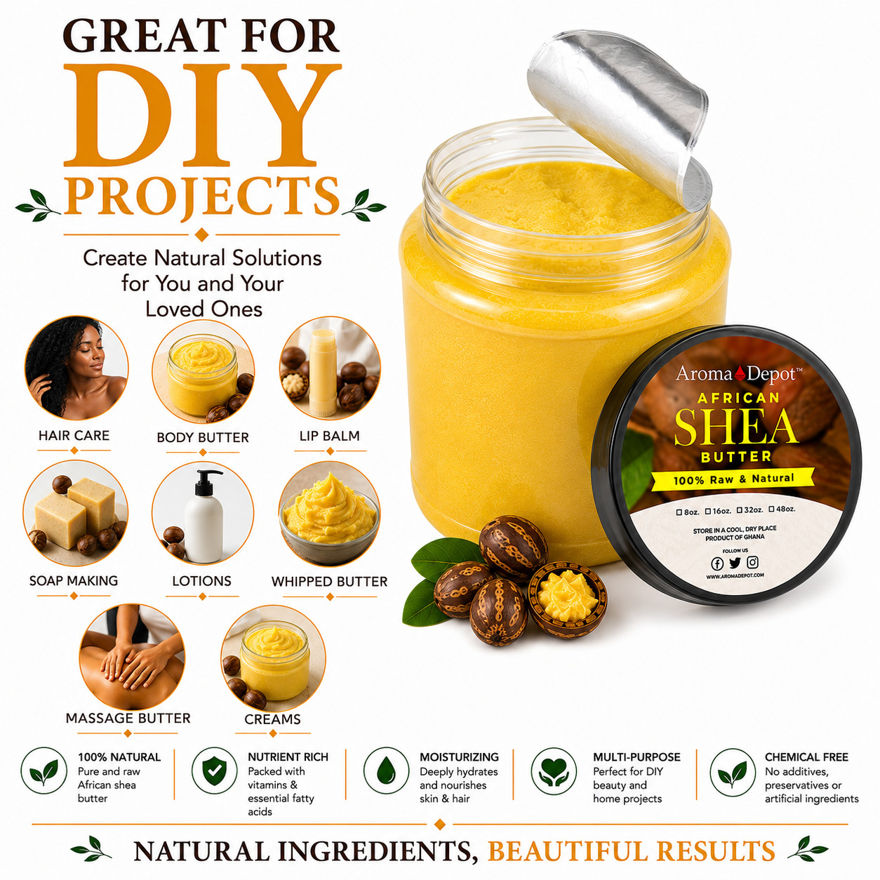 African Shea Butter Bulk 3 lb. Yellow From Ghana 100% Pure Natural Raw Unrefined