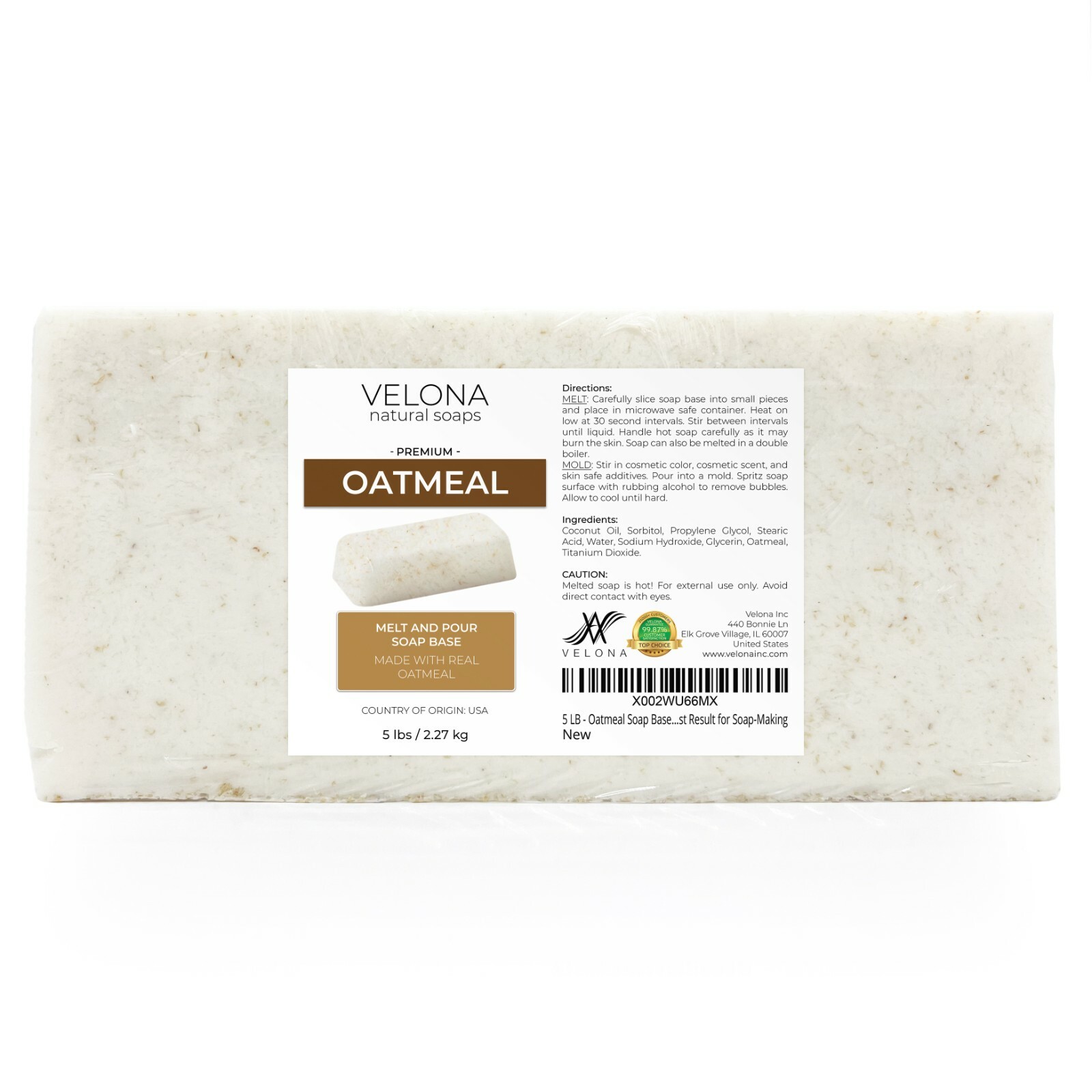 2,4,5,10,25 LB – Oatmeal Soap Base by Velona | SLS/SLES free | Melt and Pour