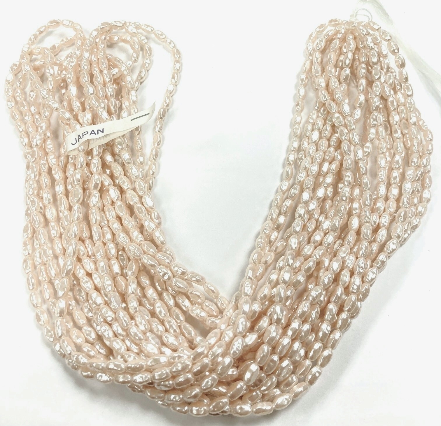 1000pcs (Ten 30″ Strings) Vintage Cultura Pearl Acrylic Rice Baroque Beads D770