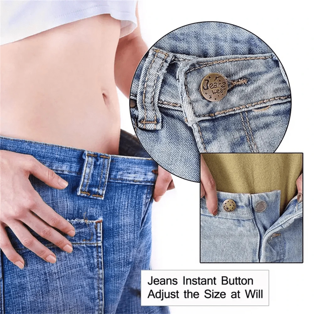 Jeans Buttons 10p No Sew Removable Metal Jeans Button Replacement w/Screwdriver