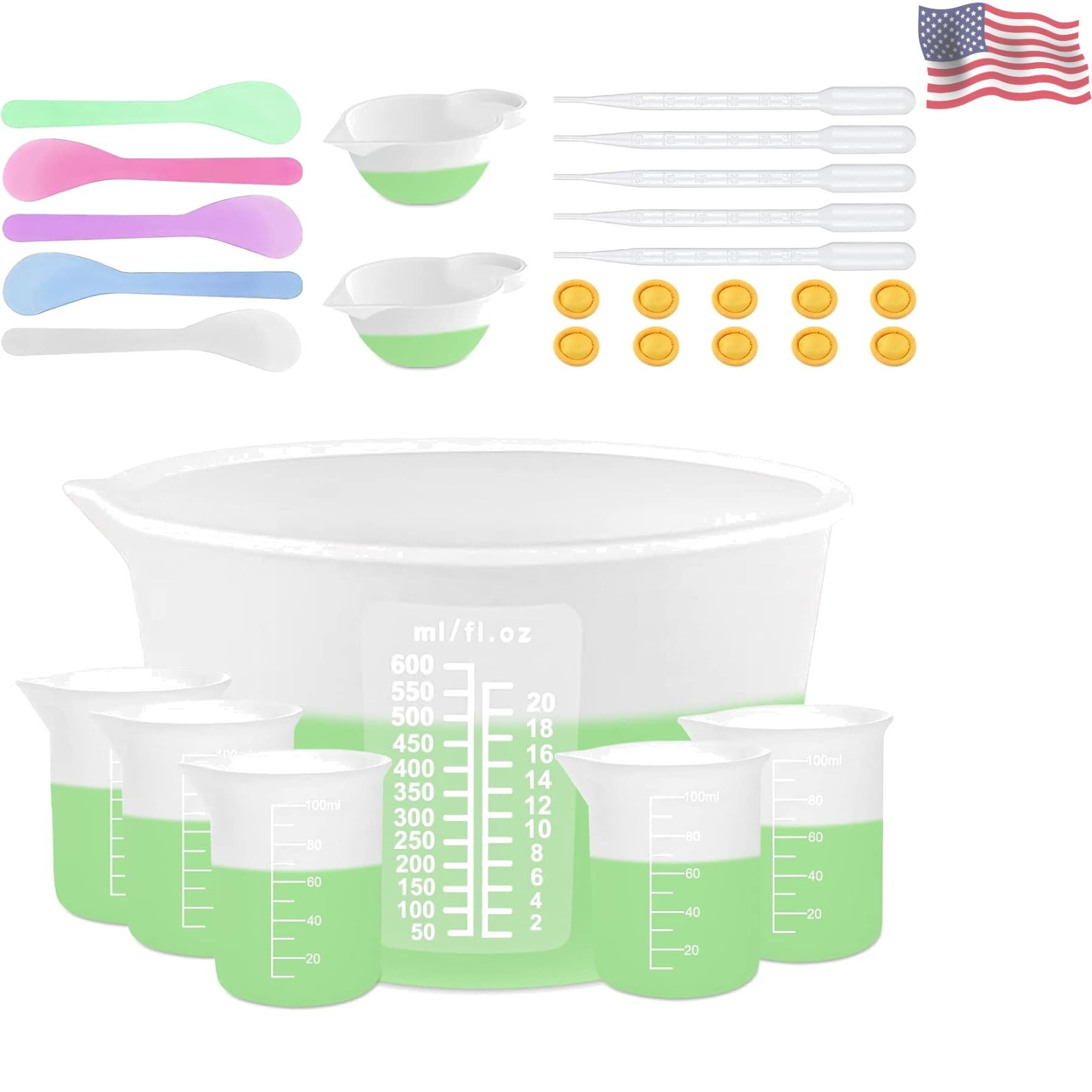 Silicone Measuring Cups for Resin Supplies – Kit with 600ml & 100ml Mixing Cu…