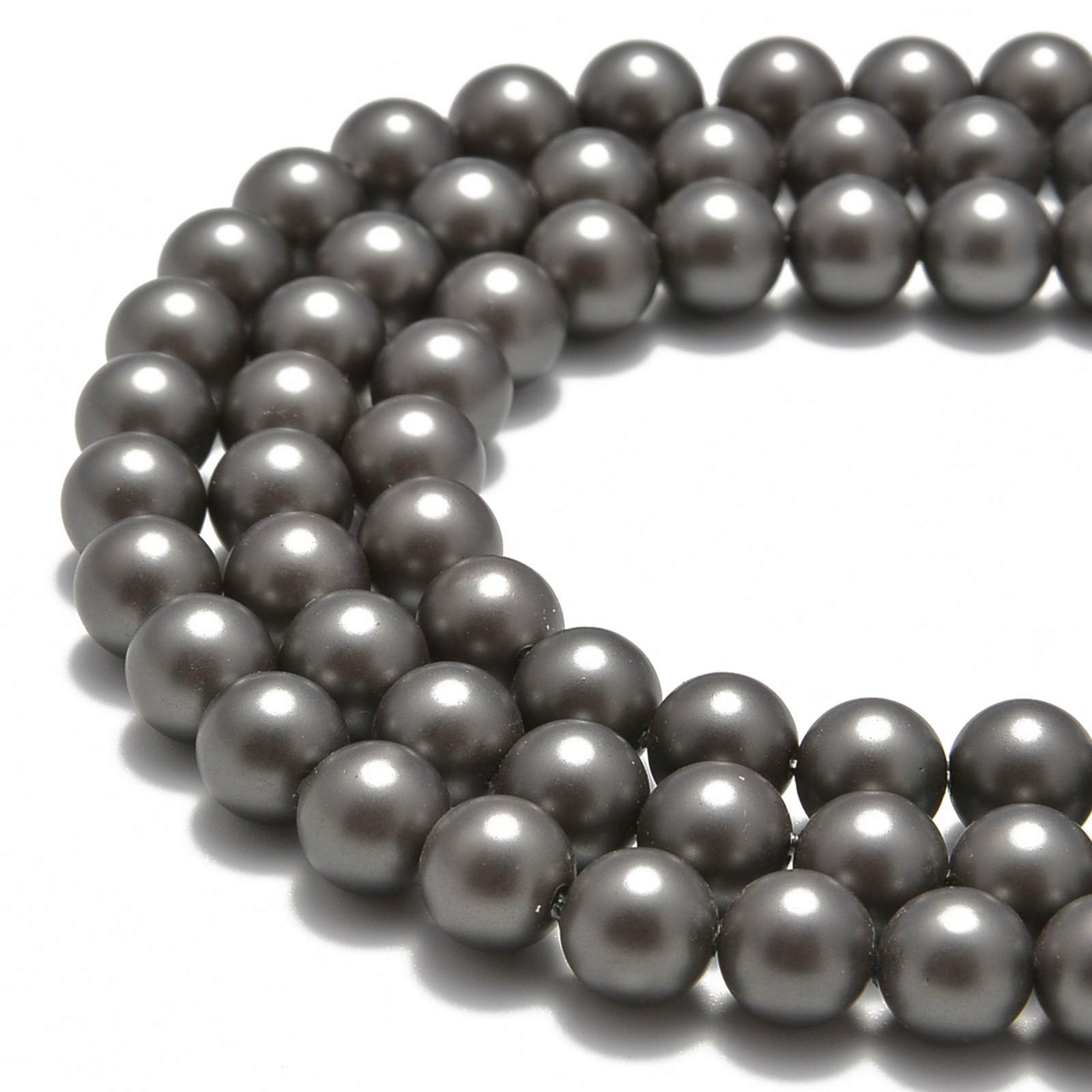 Gray Shell Pearl Matte Round Beads 6mm 8mm 10mm 15.5″ Strand
