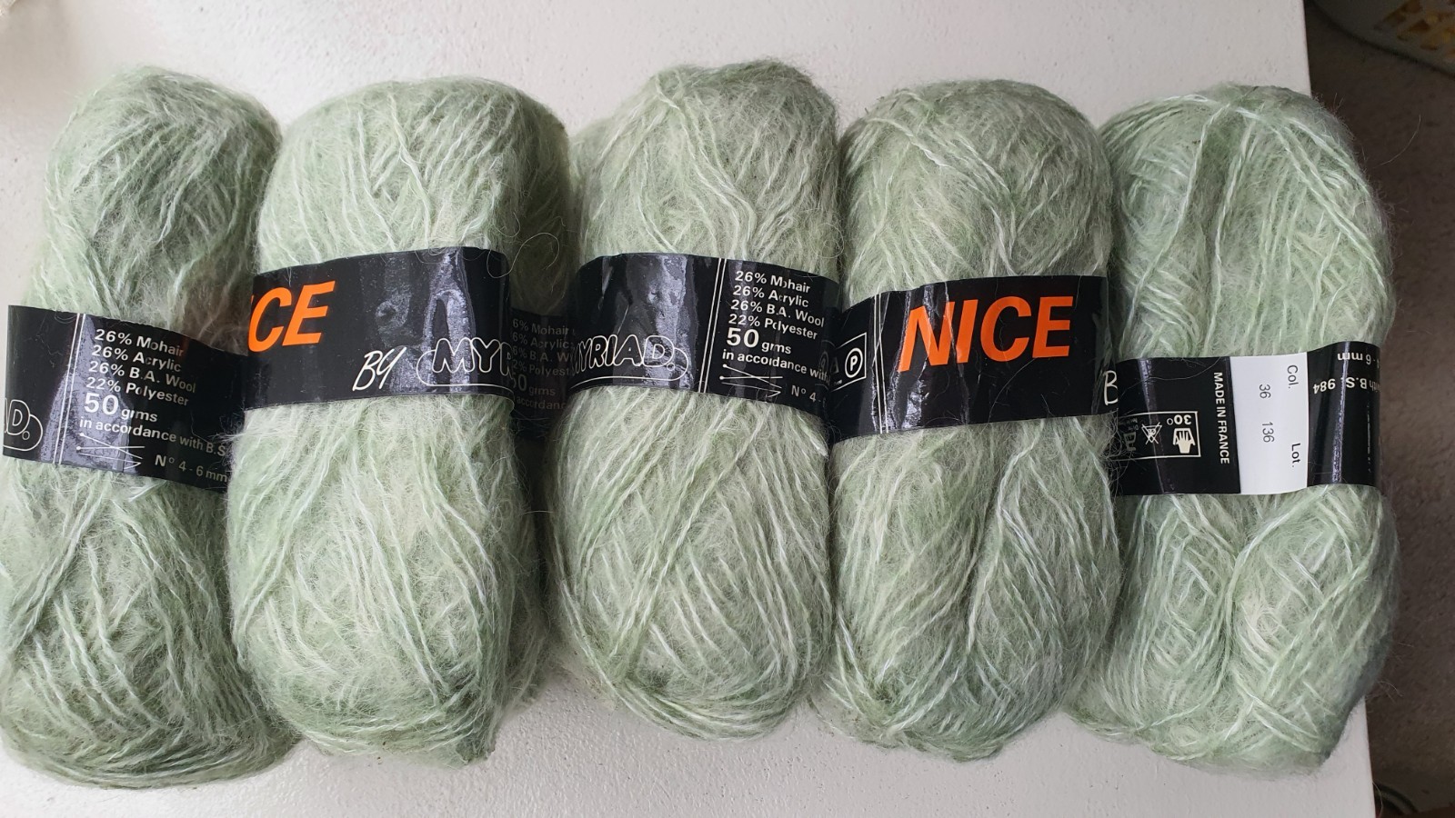 Mohair Wool Acrylic Blend 50 gram each Lot of 10 Nice by Myriad Made in France