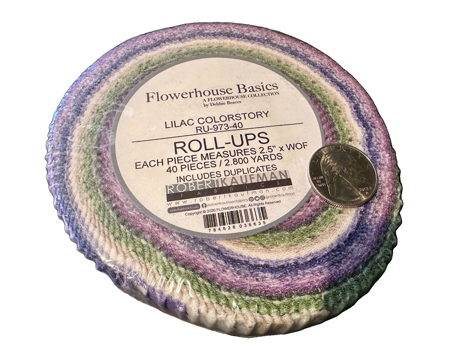 NIP Lilac Colorstory Flowerhouse Basics Robert Kaufman Roll Up (40)