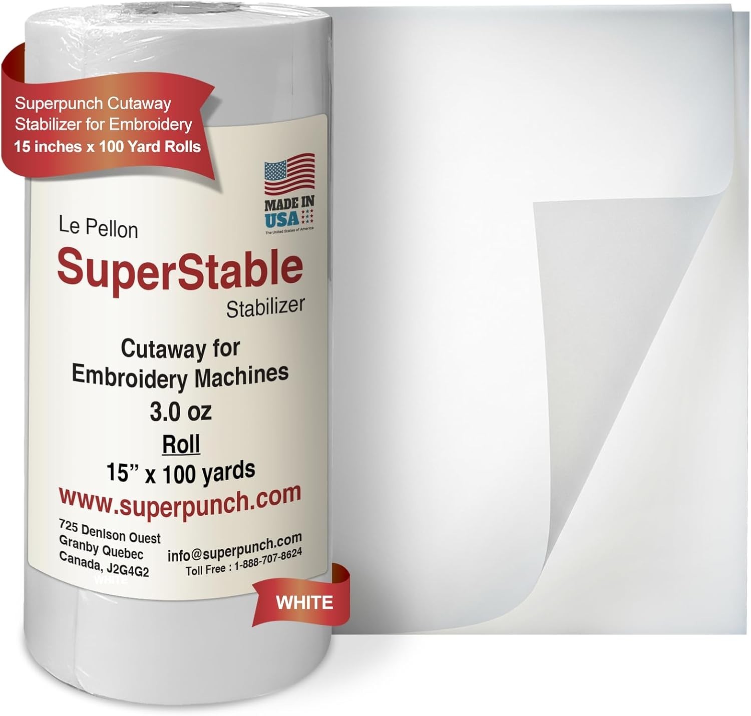 Strong Embroidery Stabilizer Roll 15″x100 Yds
