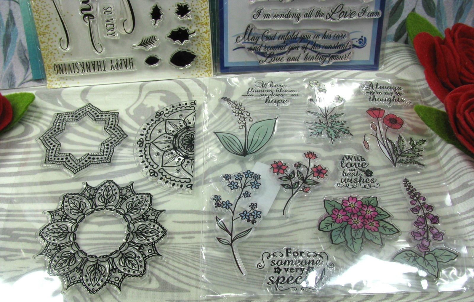 HUGE Mix Lot NEW Clear Cling Stamps, Mandalas, Florals, Prayers, FALL, CLEARANCE