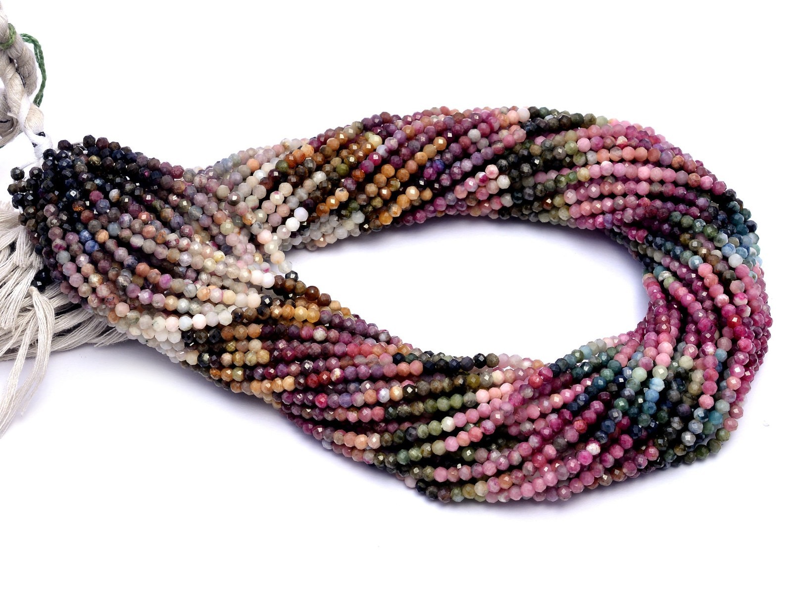 Natural Multi Tourmaline Micro Faceted Round Balls Beads, 3 mm, Multi Tourmaline