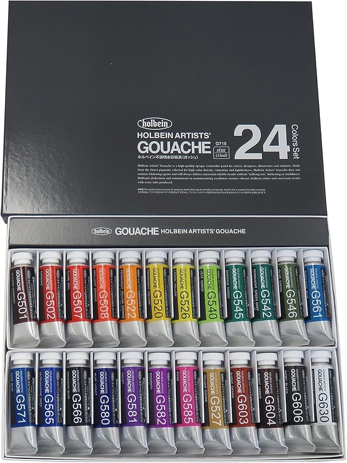 Holbien Opaque (Gouache) Watercolors 15mL 24-Colors set G715 – Japan