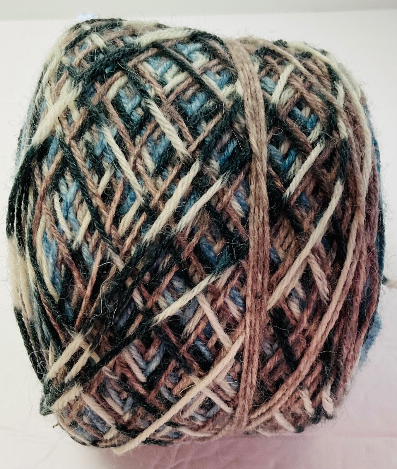 Sock Yarn New Unit of 1 No Label Wool/Nylon Brown/Blue/Cream