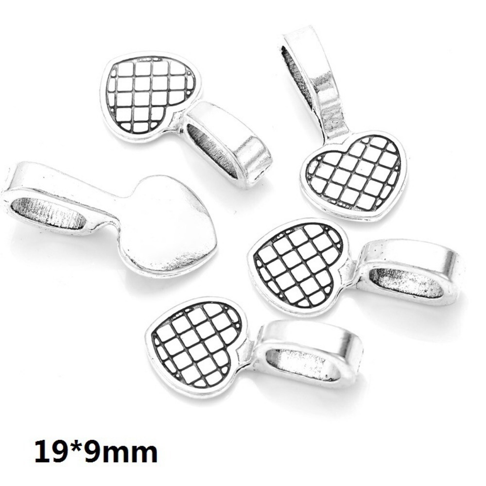 100Pcs Heart Glue on Bail Charm Pendants Earring Charms for DIY Jewelry Making