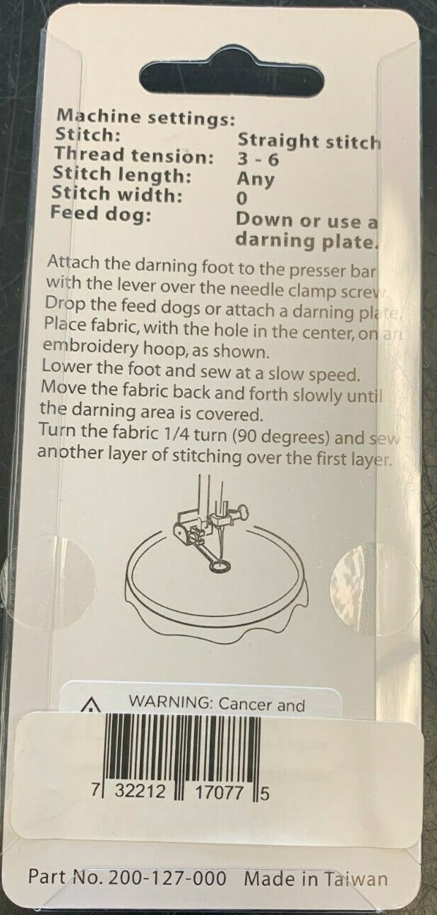Janome Darning Foot (200-127-000) For Oscillating Hook Models