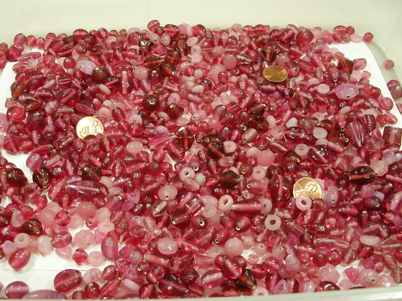 2 Pounds Assorted Shapes and Sizes India Handmade Pink Glass Beads Bulk (GV-3B)