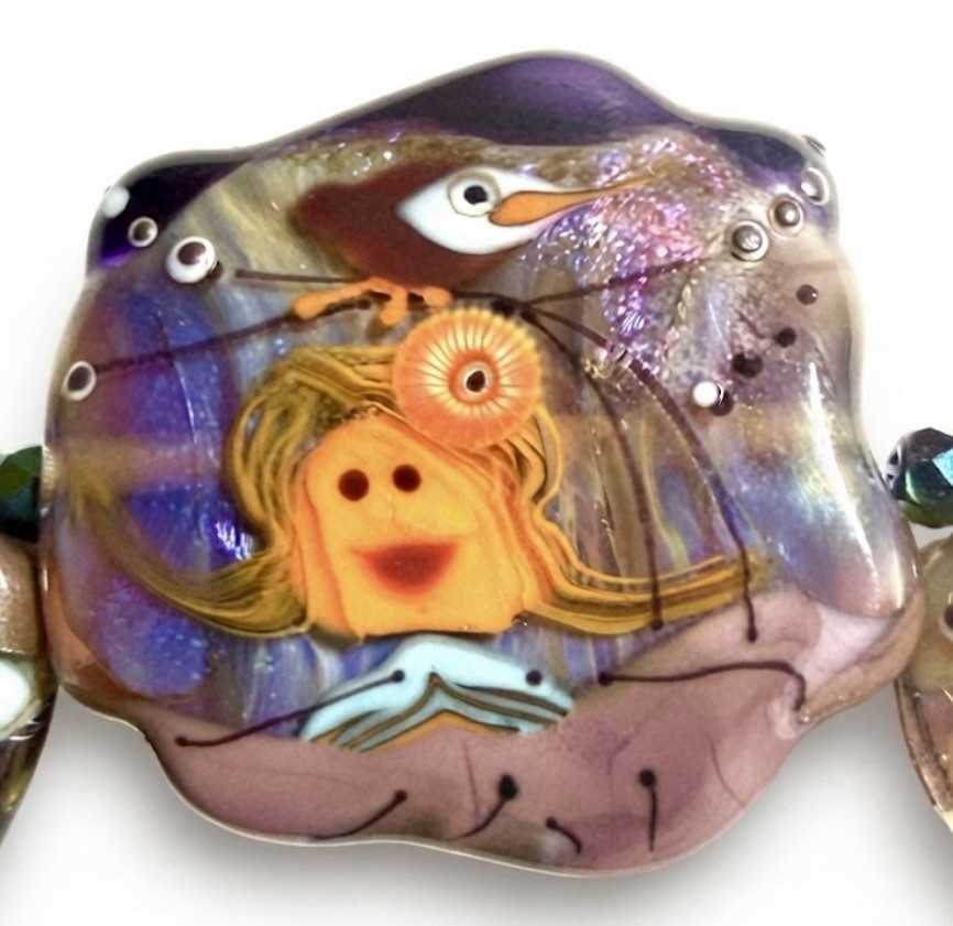 Manuela Wutschke Lampwork Bead Set 7pc Abstract Girl Face Focals – Archival NOS