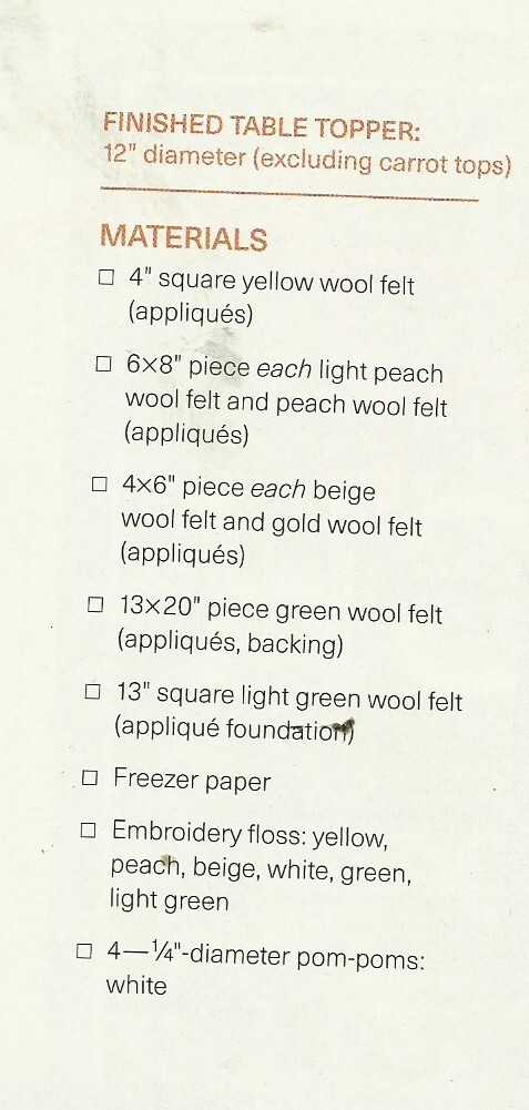 C0059 CARROT PATCH TABLE TOPPER QUILT PATTERN/INSTRUCTIONS