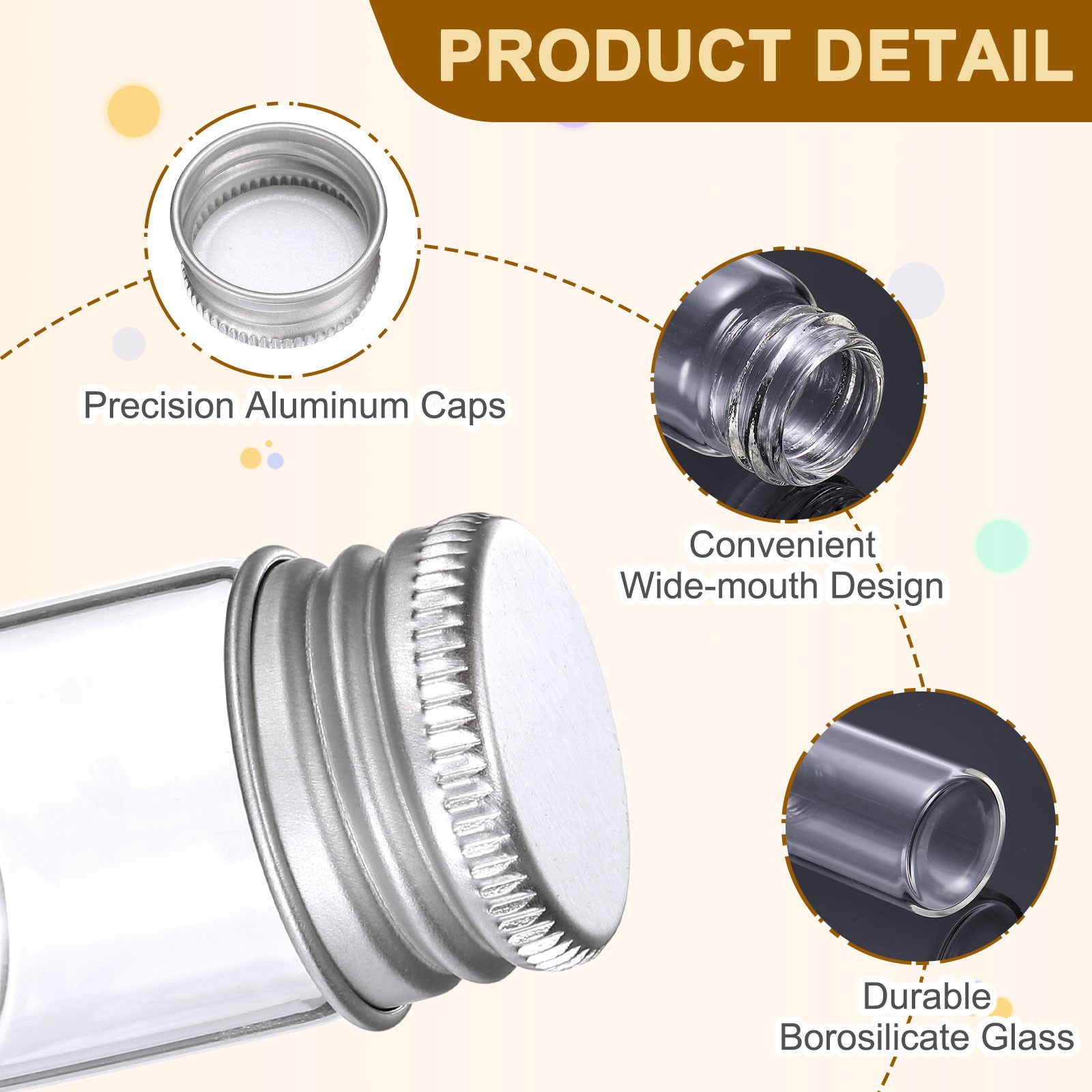 24Pcs 5ml Mini Glass Bottles with Aluminum Screw Caps for DIY Crafts