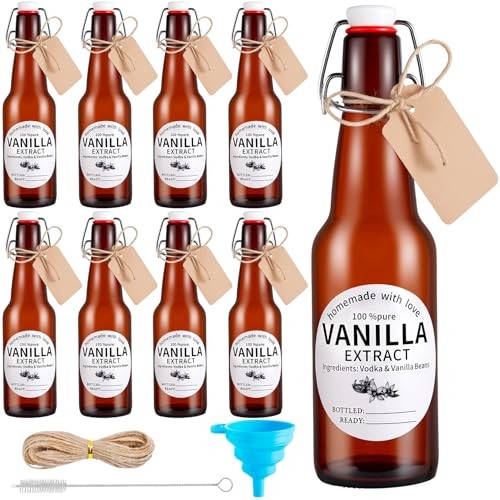8 Pack 11 Oz Swing Top Glass Bottles Set – Glass Bottles for Vanilla Extract