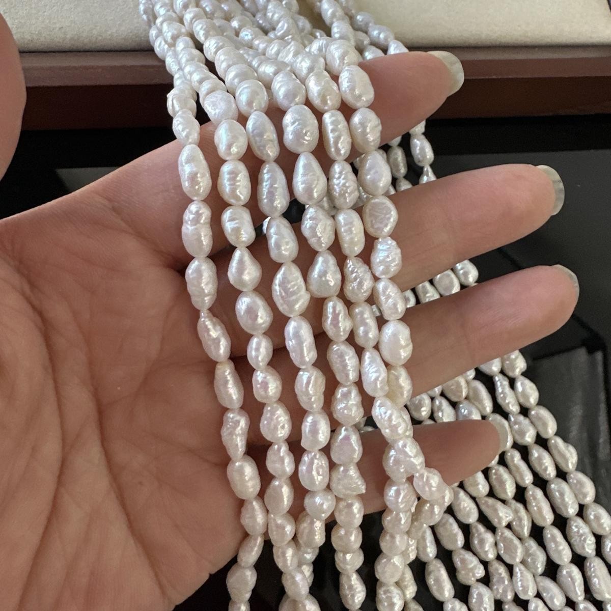 4.5-5.5mm Natural Freshwater Pearl Beads Baroque Irregular Strand Jewelry Making