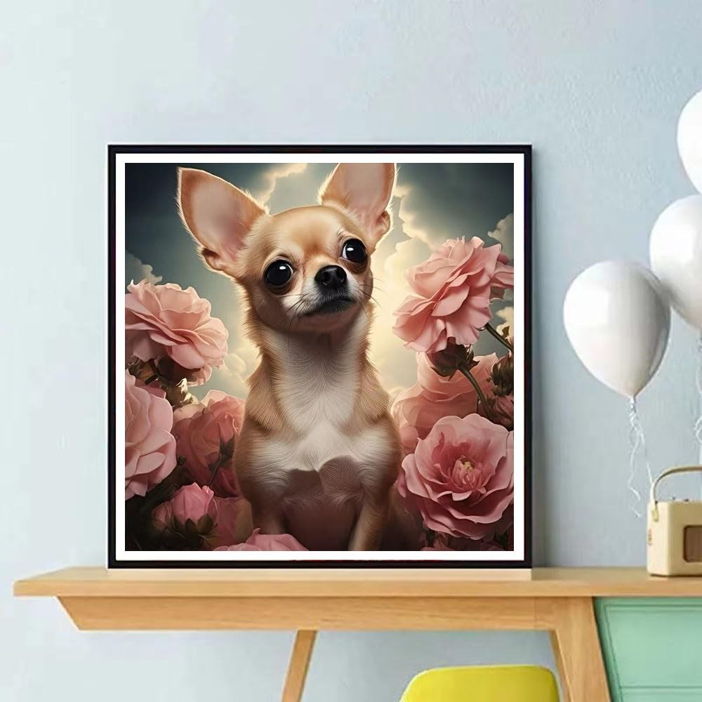 5D Diamond Painting Kits for Adults Beginner,Animal Dog Flower Diamond Art Ki…