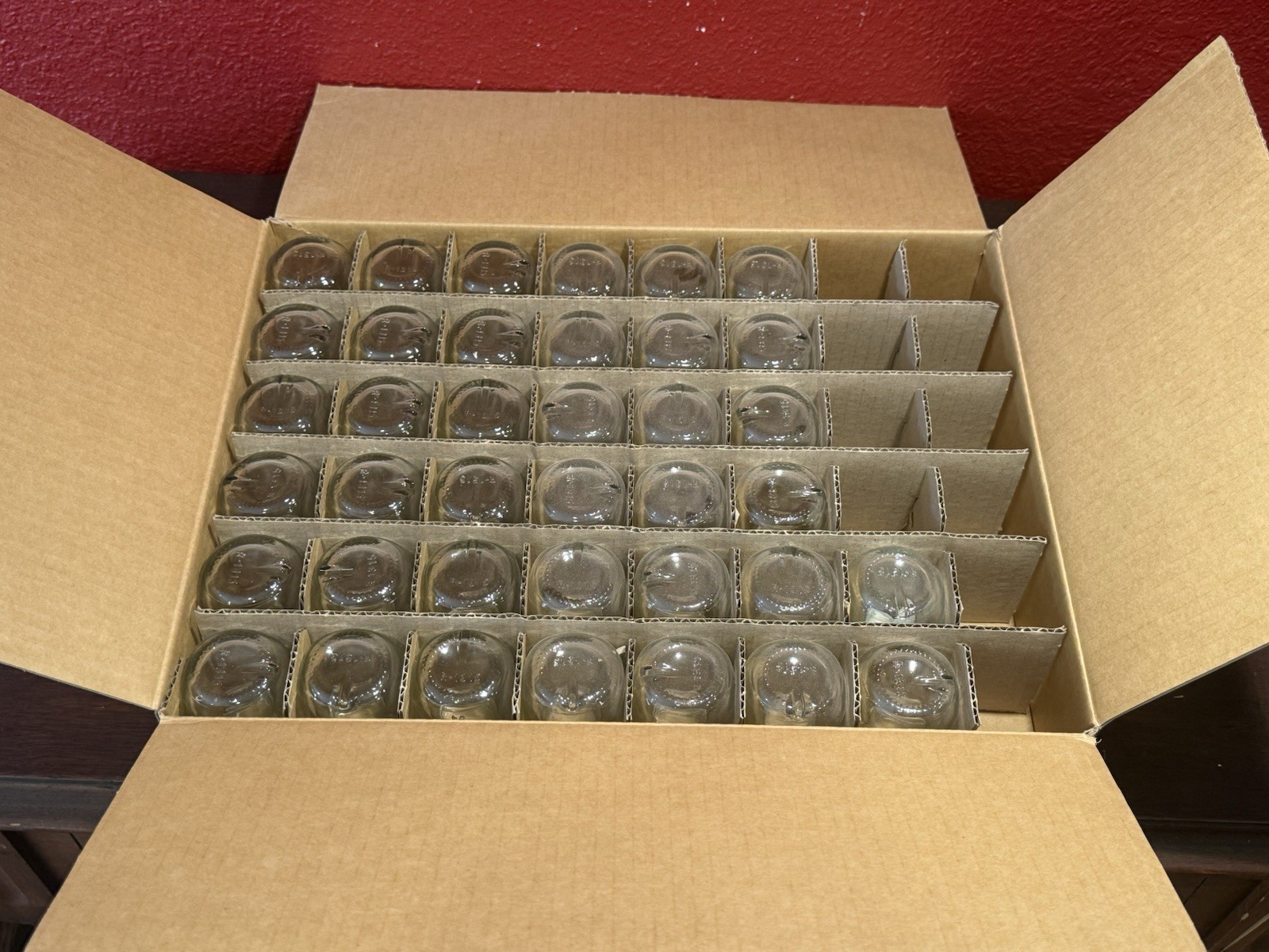 Mini Mason Jars- 50 ml glass bottles; New Open Box Lot Of 38; 3” Tall