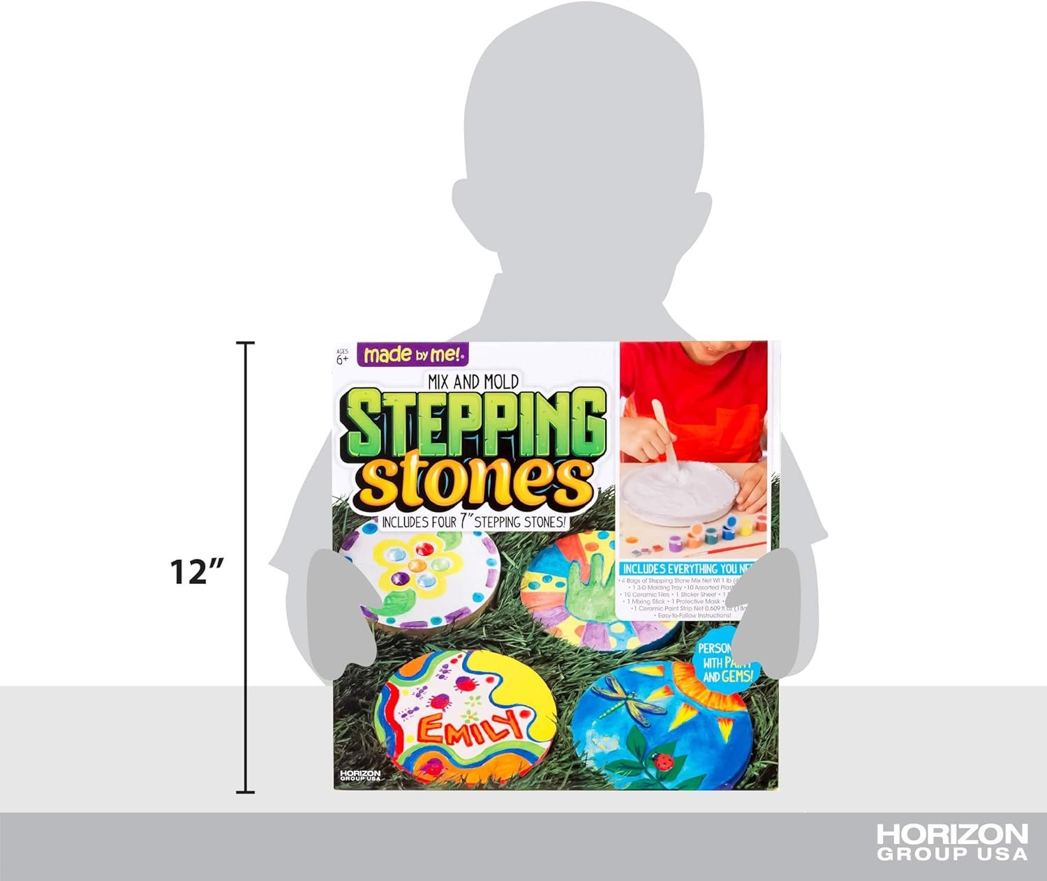 Made By Me Mix & Mold Your Own & Make 4 DIY Personalized Stepping Stones, Great