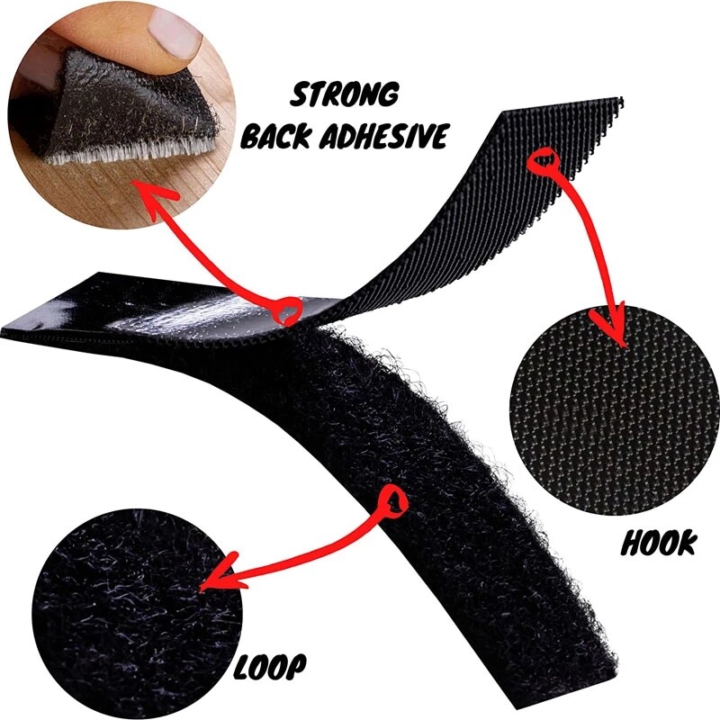 16.5ft Hook Loop Self Adhesive Fastener Tape Heavy Duty Double Sided Sticky Tape