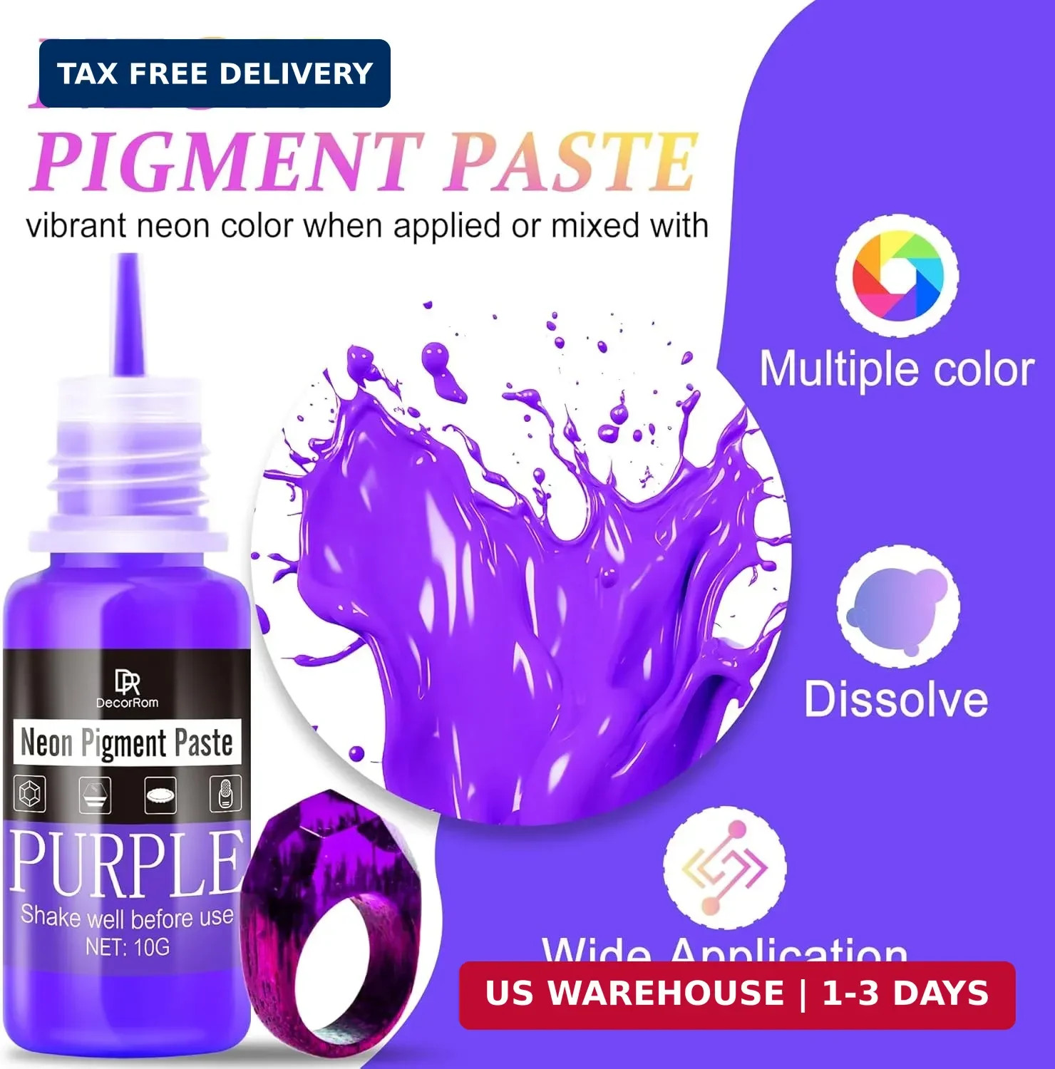 Neon Pigment Paste, 12 Colors Pigment Paste for Epoxy Resin, Opaque Resin Dye, V