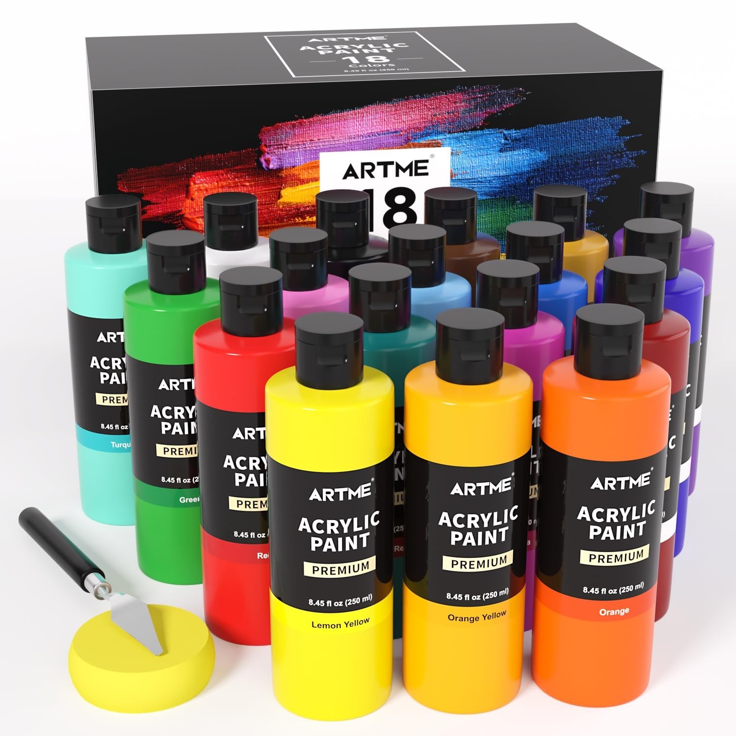 ARTME 18 Colors Acrylic Paint Set, 8.45oz/250 ml Large Bulk Acrylic Paint, Ri…