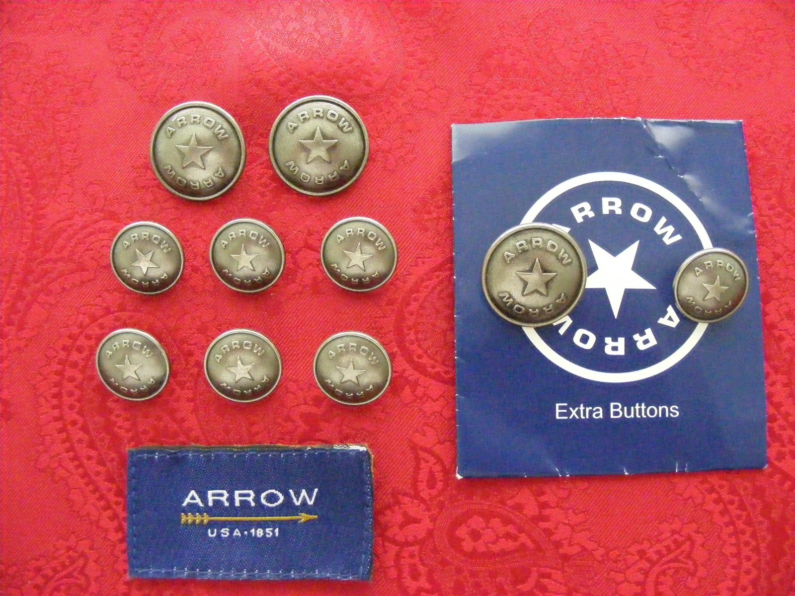 ARROW SIGNATURE STAR SHEILD REPLACEMENT BLAZER METAL FULL BUTTON SET EUC