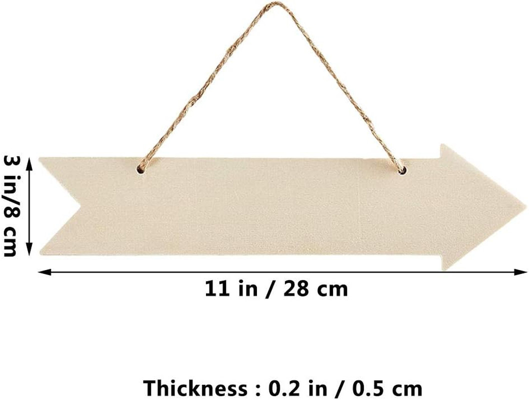 6Pcs Blank Wooden Arrow Signs for DIY Craft Projects, 3×11 Inch