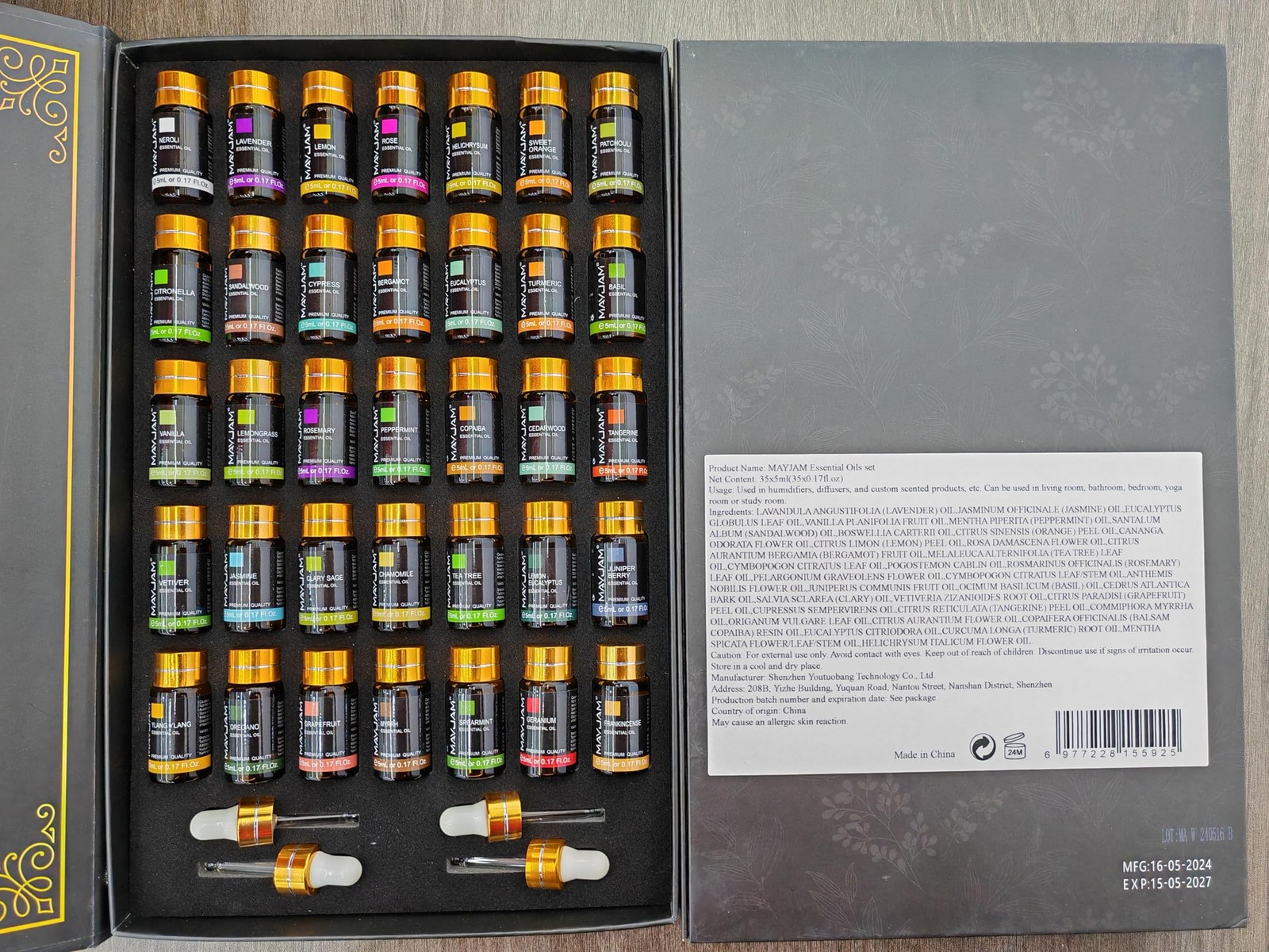 MAYJAM 35x5ML Essential Oil Gift Set, Pure 5.95 Fl Oz (Pack of 1)