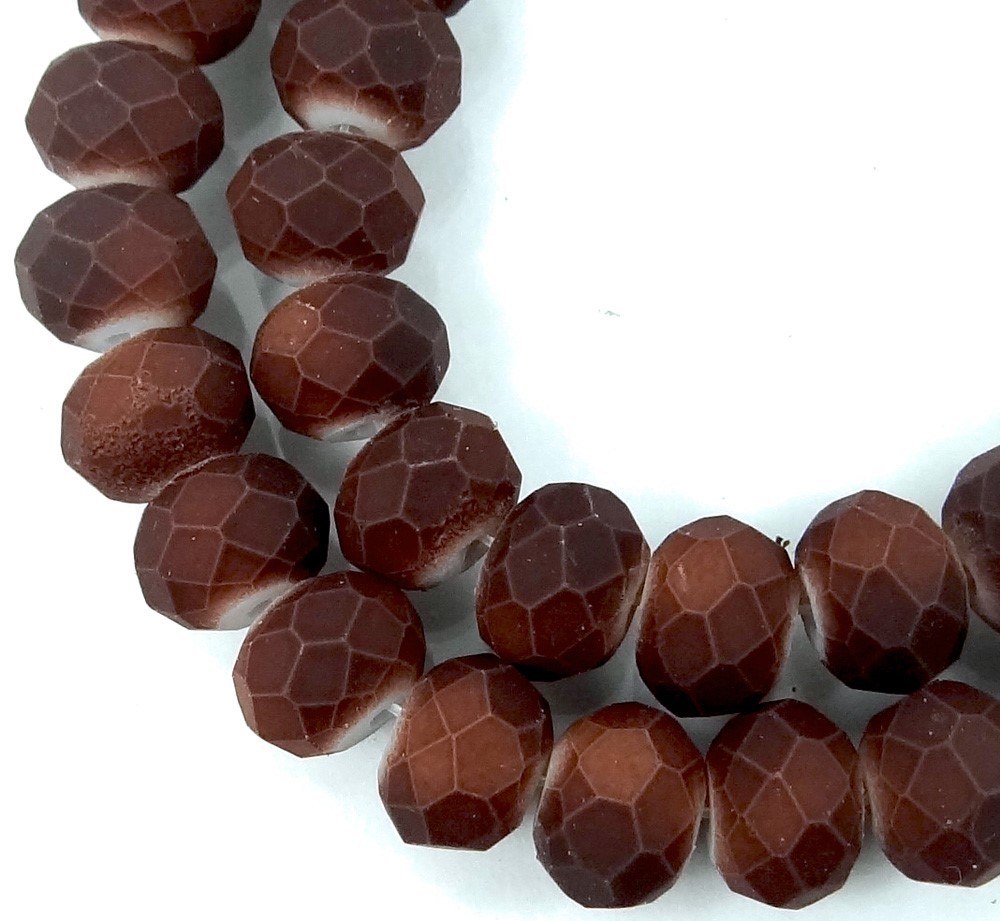 8x6mm Matte Frosted Neon Glass Faceted rondelle Beads – Coffee Brown 16″