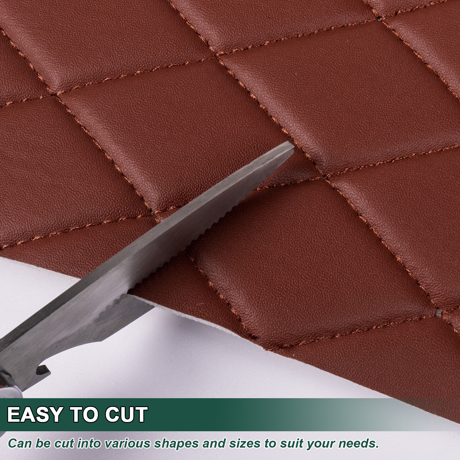 63‘’Quilted Vinyl Faux Leather Fabric Foam Backed Car Upholstery ContinuousYard