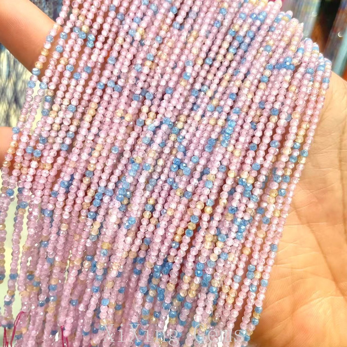 2mm Dopamine Pink Blue Faceted Mixed Natural Zircon Beads for Jewelry Making DIY
