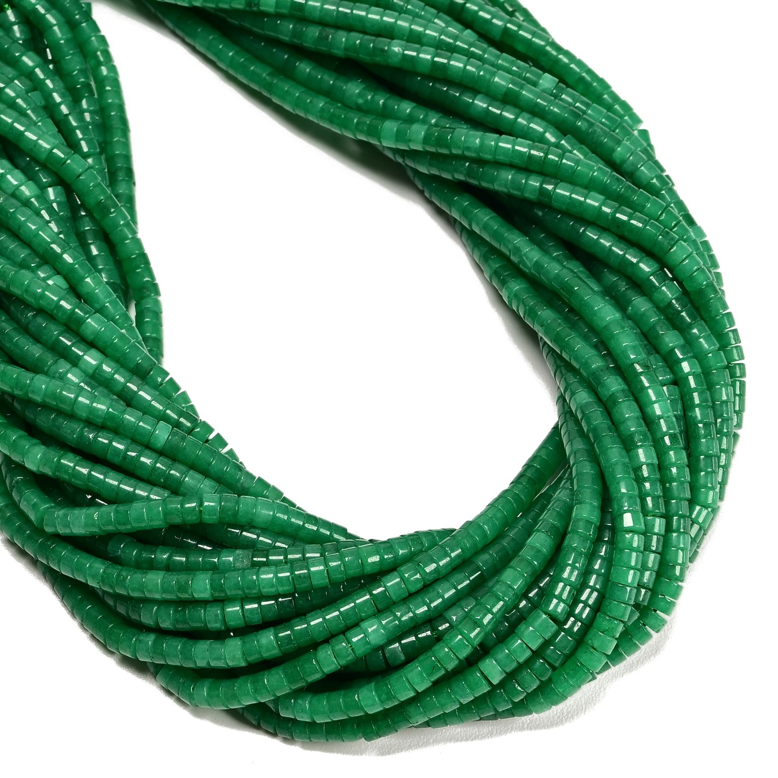 Emerald Green Color Dyed Jade Heishi Disc Beads Size 2x4mm 15” Strand