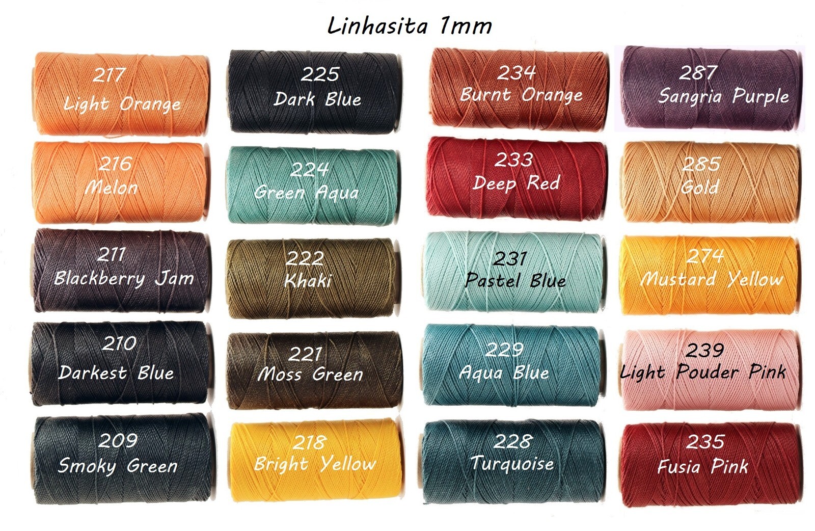 Linhasita Waxed Polyester 1mm CORD (170m/186yd), washable