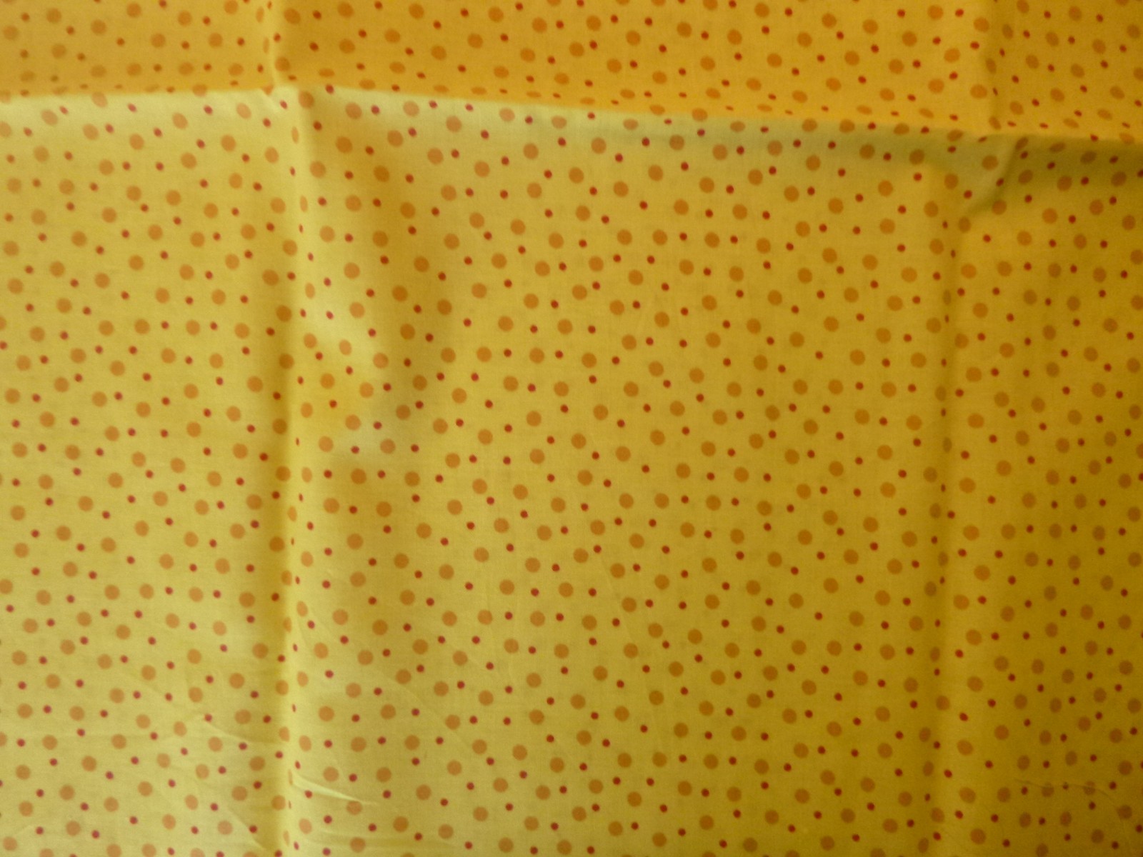 Yellow and Red Dots on Yellow Cotton Fabric 44 inches wide x 36 inches long