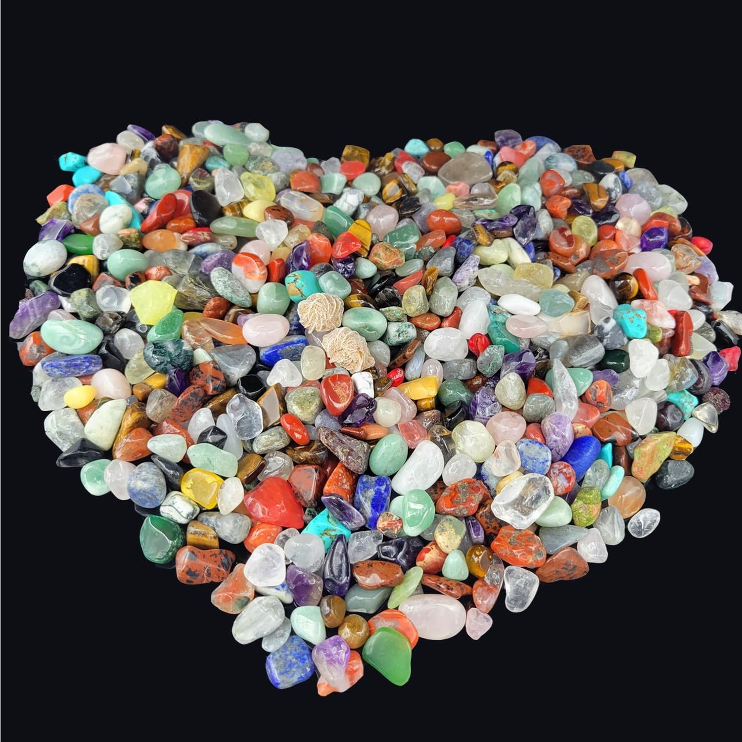 400Pcs+ (1.5lb) Gemstones and Crystals Set,30Kinds+ Bulk Tumbled Chps Crystal…