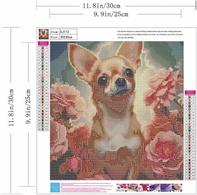 5D Diamond Painting Kits for Adults Beginner,Animal Dog Flower Diamond Art Ki…