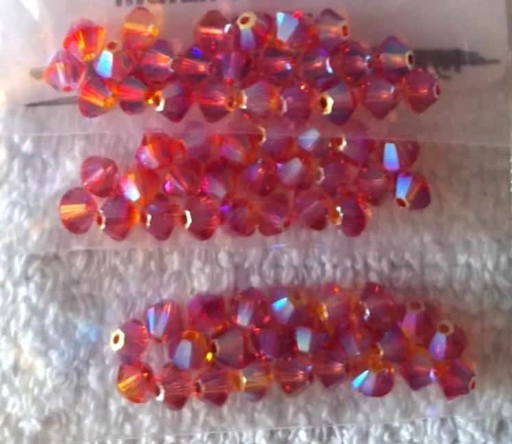 RARE COLOR! Swarovski Indian Pink AB 2X Crystals ~ 4mm ~24 Pcs ~ NEW! PRETTY!
