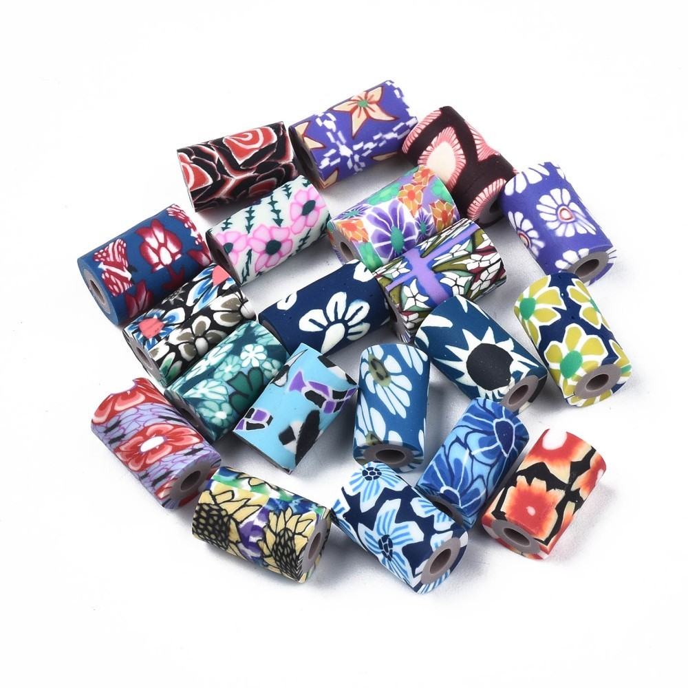 Polymer Clay Barrel Beads Assorted lot 11mm Mixed Jewelry Supplies Bulk 50pcs