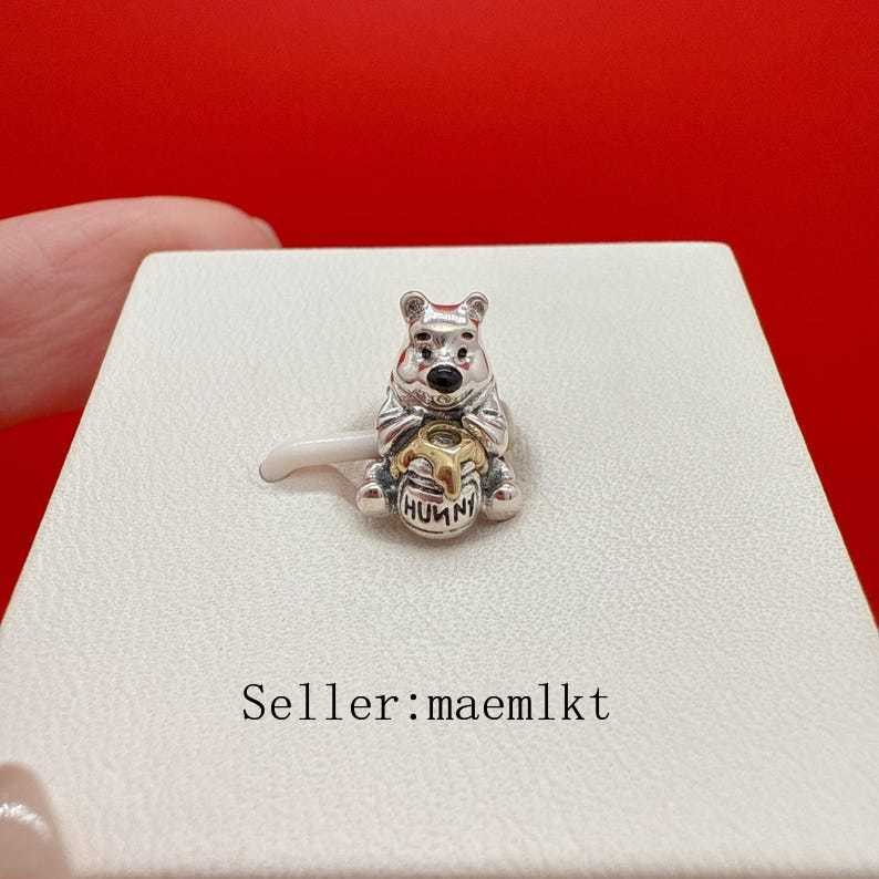 925 sterling silver 100th Anniversary Winnie the Pooh Charm,Charm for bracelet